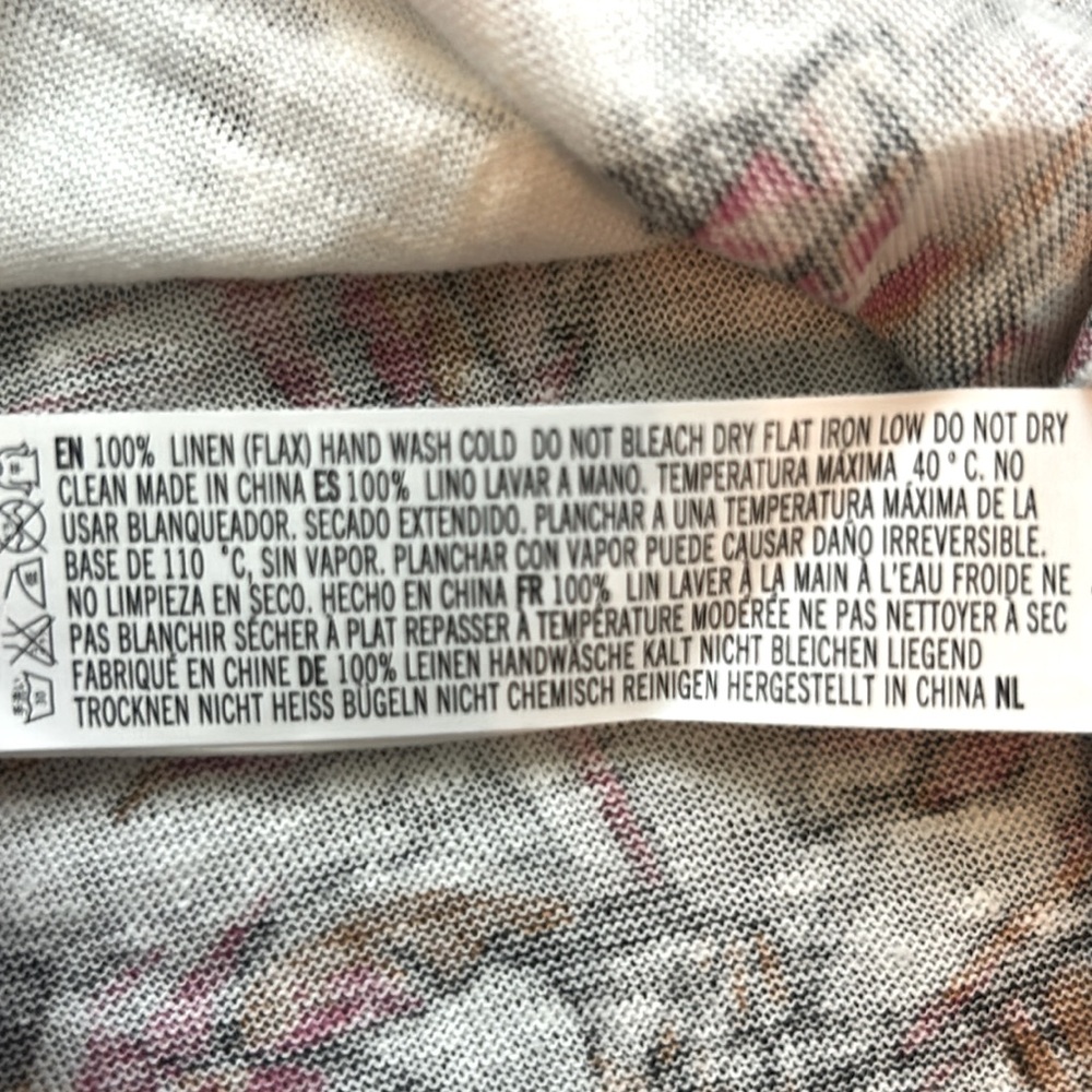 NWT Forever 21 100% Linen Tropical Print T Shirt - Picture 5 of 5